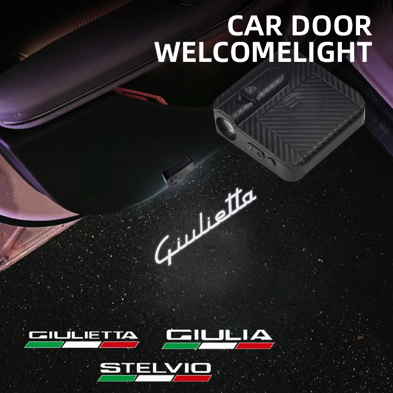 1/2 шт. для Alfa Romeo Giulietta Giulia Stelvio логотип VELOCE TI Q2 Q4 автомобильные двери HD светодиодные лампы проектор стартовые приветственные огни