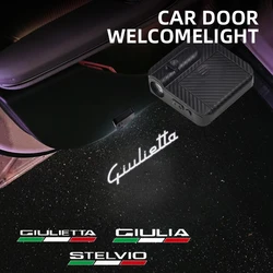 1/2Pcs For Alfa Romeo Giulietta Giulia Stelvio Logo VELOCE TI Q2 Q4 Car Door HD LED Lamps Projector Courtesy Welcome Lights
