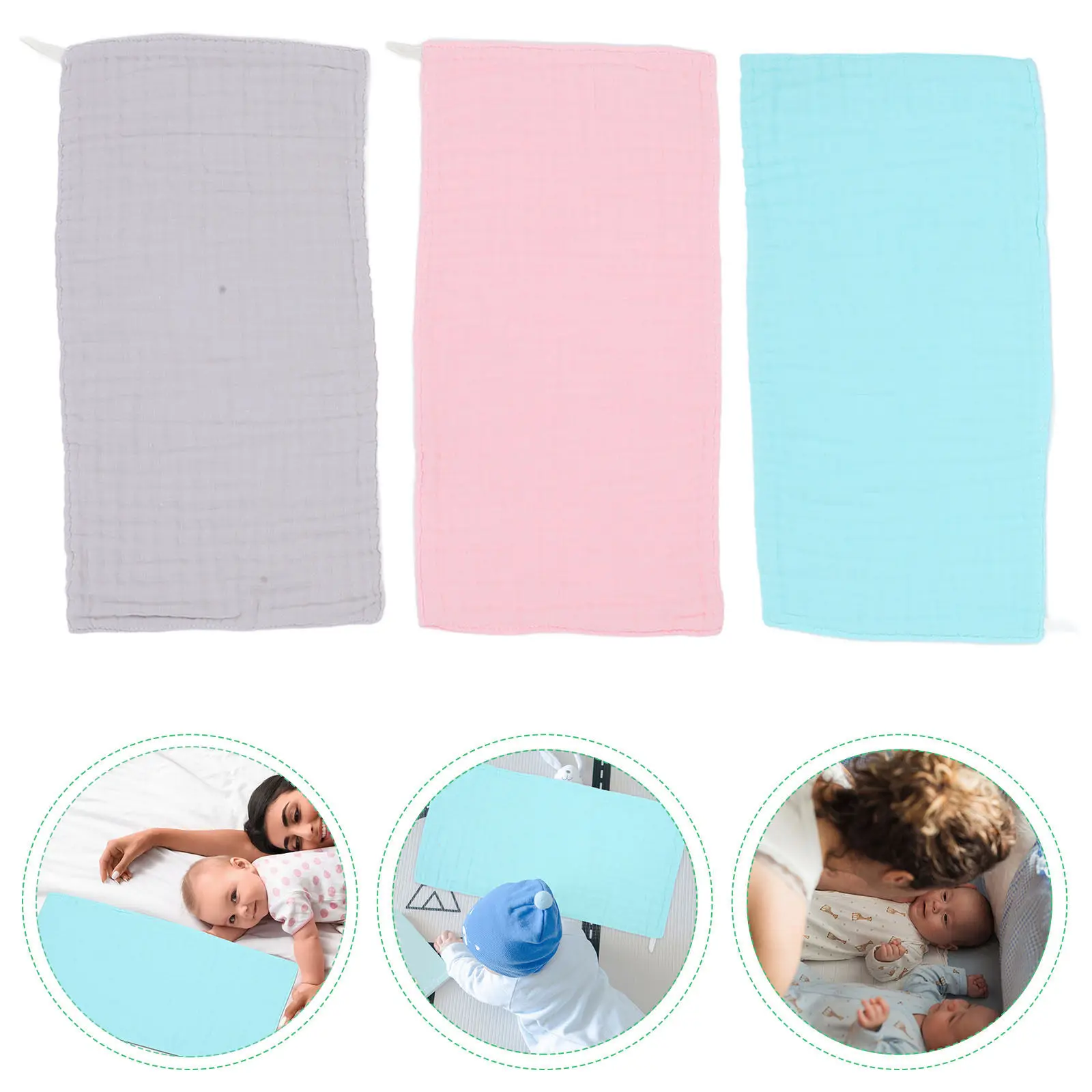 

3Pcs Cotton Baby Bib Soft Comfortable Burp Cloths Large Shoulder Coverage Lightweight Absorbent Newborn Lap Drool Cloth Saliva