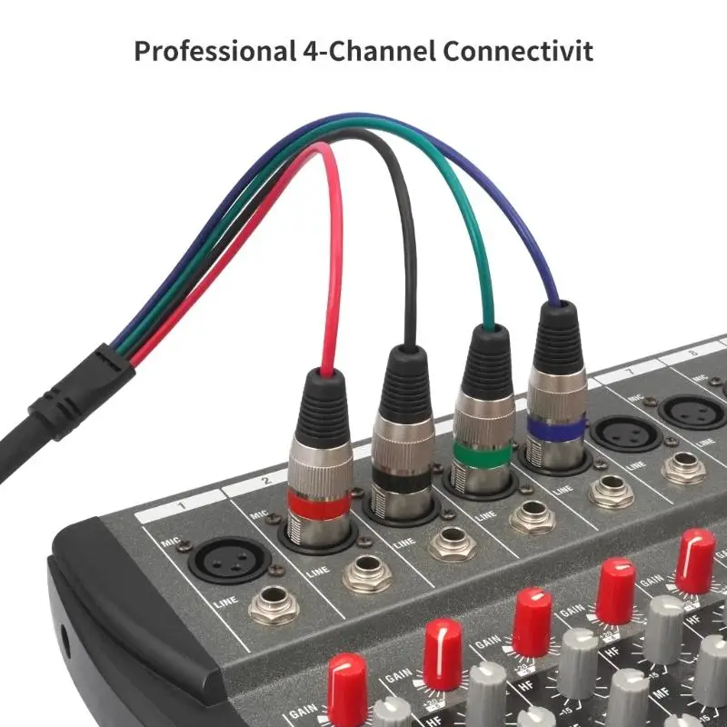 Q6PA Balanced XLR Fanout Cable with Four Male and Four Female 3 Pin Ends for Stage, Studio and Broadcast Routing