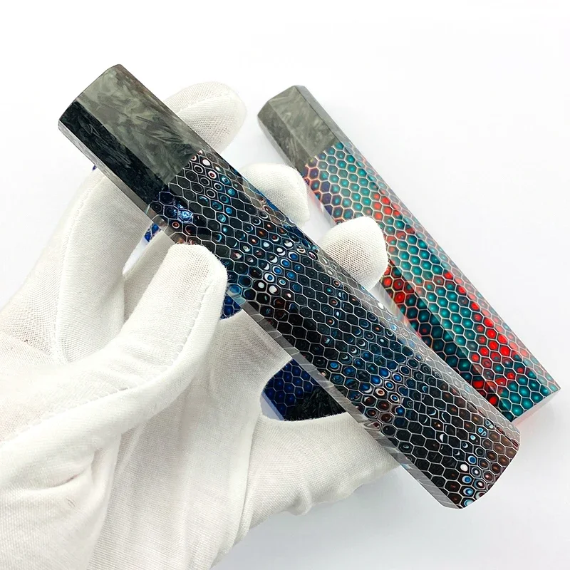 

1pc Carbon Fiber + C-Tek Resin Octagonal Knife Handle for DIY Semi-finished Damascus Knife Handle Material Kitchen Knife Handle