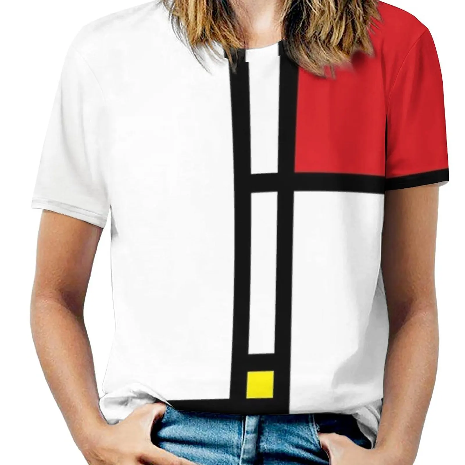 Mondrian Minimalist De Stijl Modern Art © Fatfatin Woman'S T-Shirt Spring And Summer Printed T Shirts Crew Neck Pullover Top