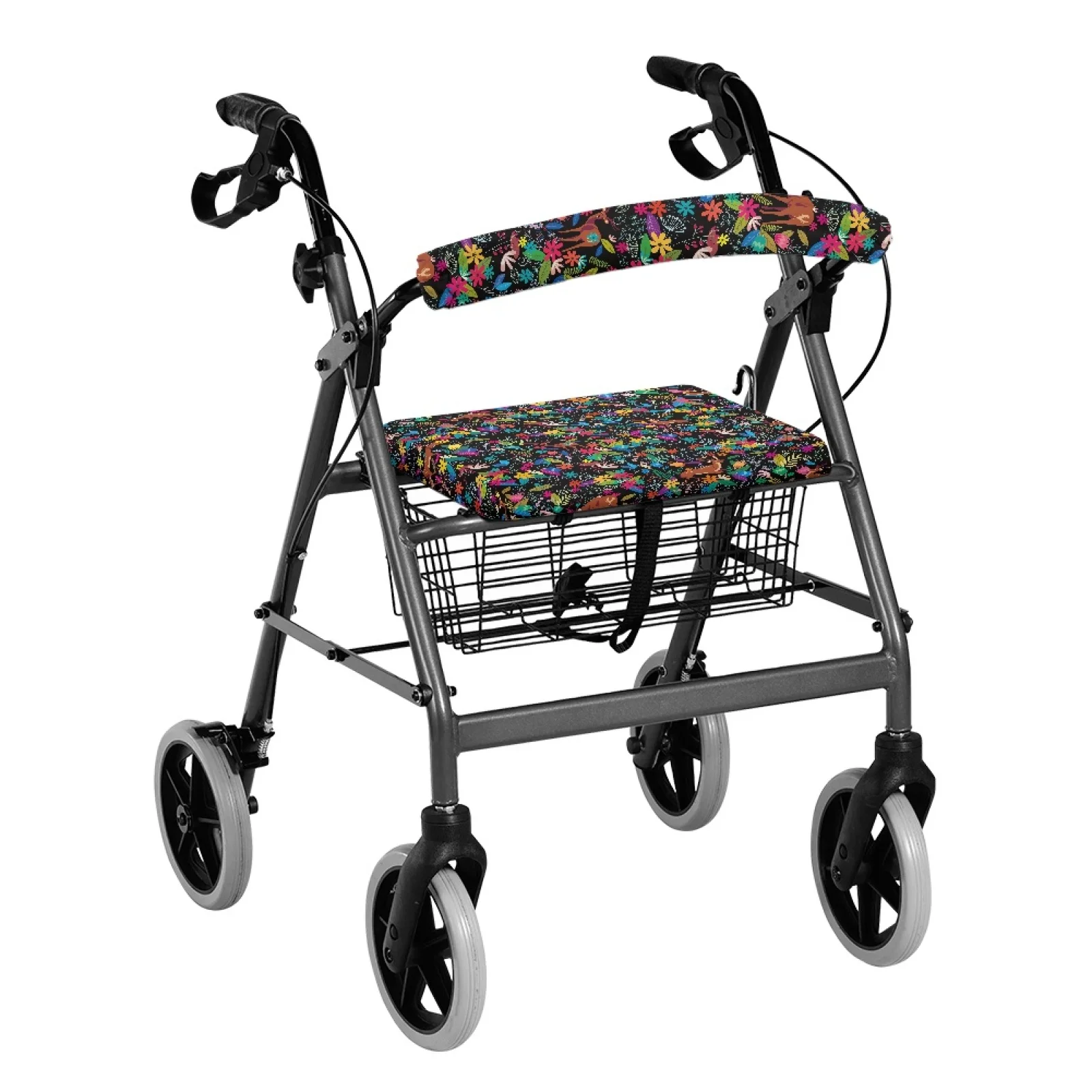 Coloranimal Floral Deer Pattern Pack of 2 Walker Cover Easy to Install Walker Seat Cushion Cover for Seniors