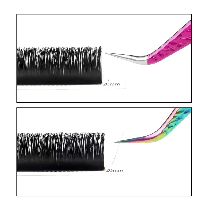 1 pieza de pinzas para pestañas ángel con degradado rosa, puntas de fibra, herramienta profesional de acero inoxidable de alta precisión 4