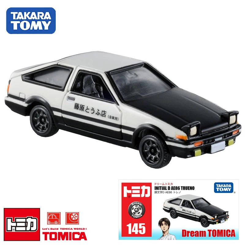 TAKARA TOMY alloy die-cast car head text D Fujiwara Takumi the same small racing car model AE86, children's holiday gift,boy toy