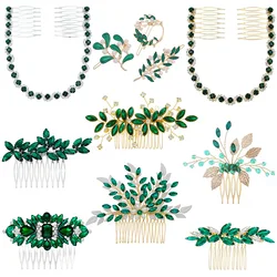 Efily Vitnage-peine de perlas para el cabello, accesorios para el cabello de boda de cristal verde, tocado de diamantes de imitación, joyería, regalo del Día de San Valentín