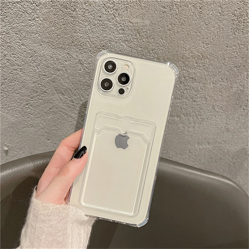 Transparente Kartensteckplatz-Taschenhalter-Hülle für iPhone 13 11 12 14 15 Pro Max Mini X XS XR SE 7 8 Plus Klare, stoßfeste Brieftaschenhülle – Detail 11