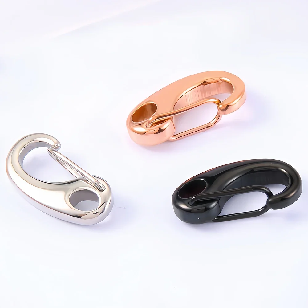 3Pcs Stainless Steel Lobster Clasp Snap Hook D-shaped Keychain Connectors Parts for Bracelet Necklace Chain DIY Jewelry Making