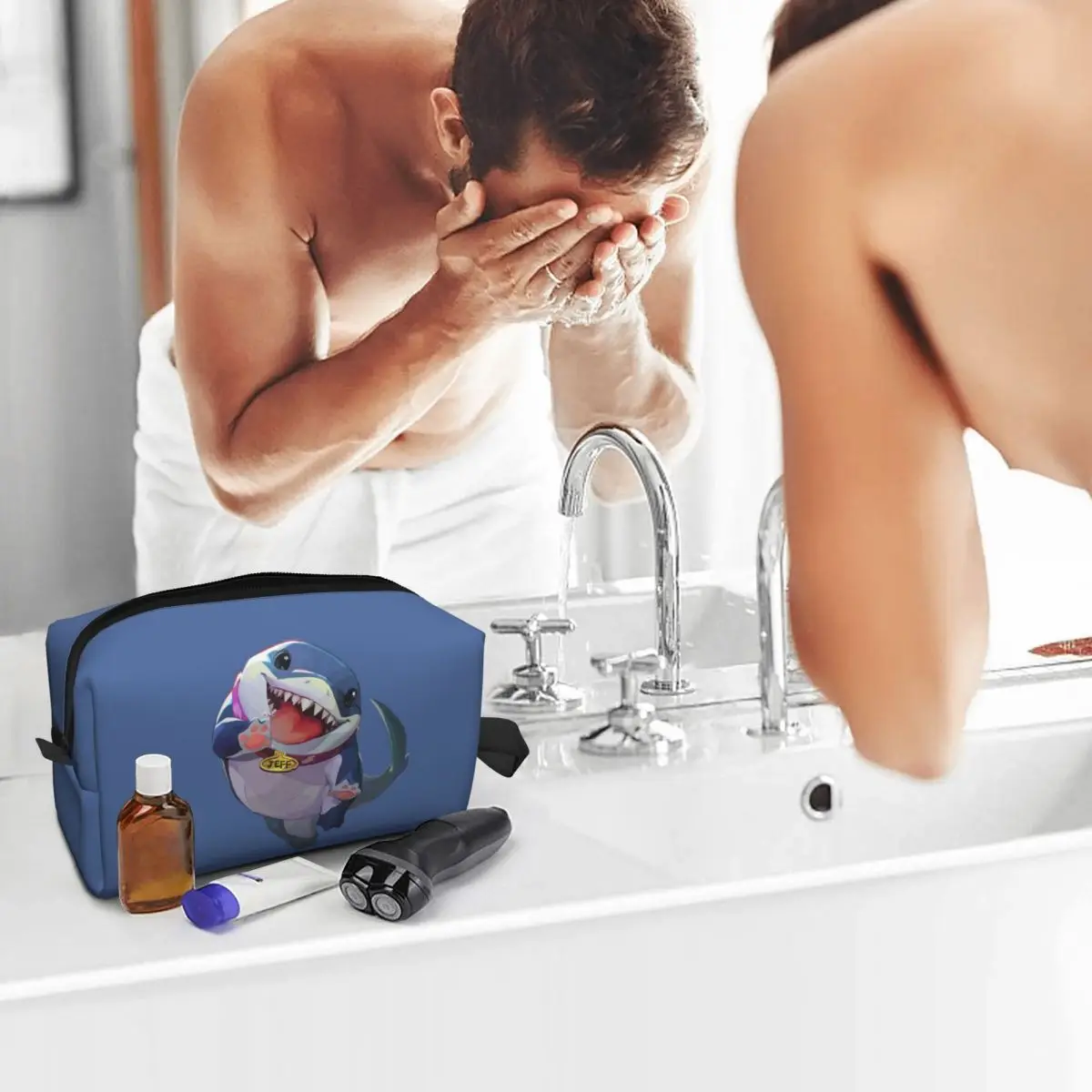 حقيبة مكياج جيف ذا لاند شارك، منظم مستحضرات التجميل، مجموعة أدوات التخزين، حقيبة مستحضرات التجميل للنساء، مقلمة للسفر