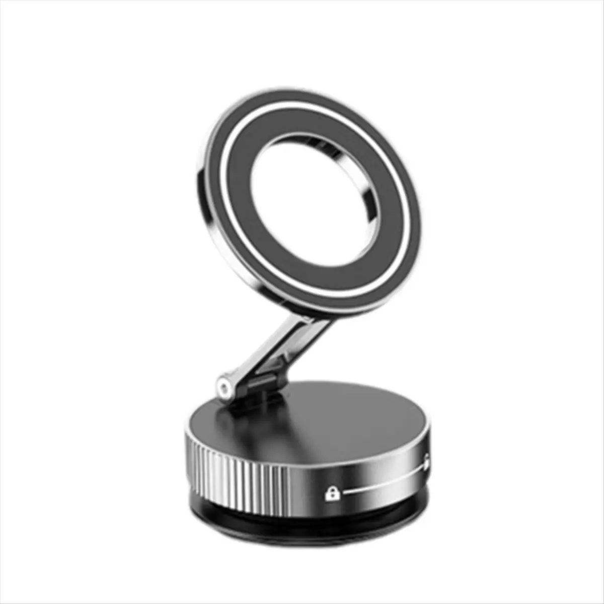 B21B Car Mount Vacuum Magnetic Holder Foldable Strong Suction Stand with Metal Hinges for Cell Phone Silver