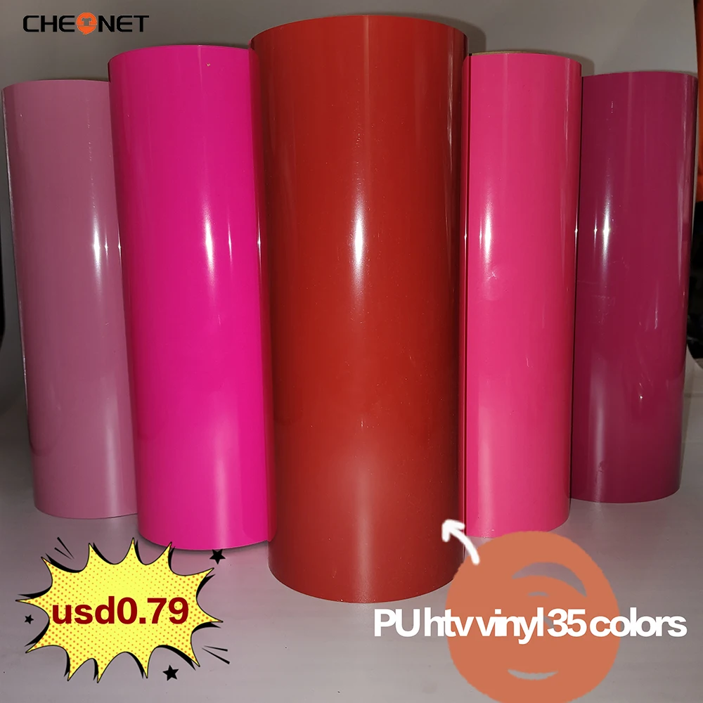 CHEONET HTV ---12"x40"/30.5cmx100cm ECO PU Heat Transfer Vinyl With Sticky Back T-shirt Iron On HTV Film Pattern Press DIY Craft