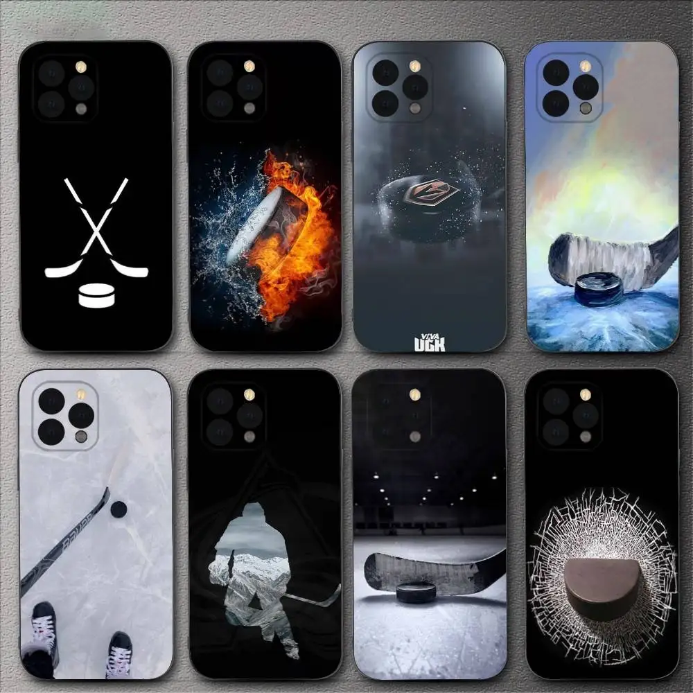 

Ice Hockey Rink Puck Phone Case For iPhone 16,15,14,13,12,11,XS,XR,X,8,7,Pro,Max,Plus,mini Silicone Black Cover