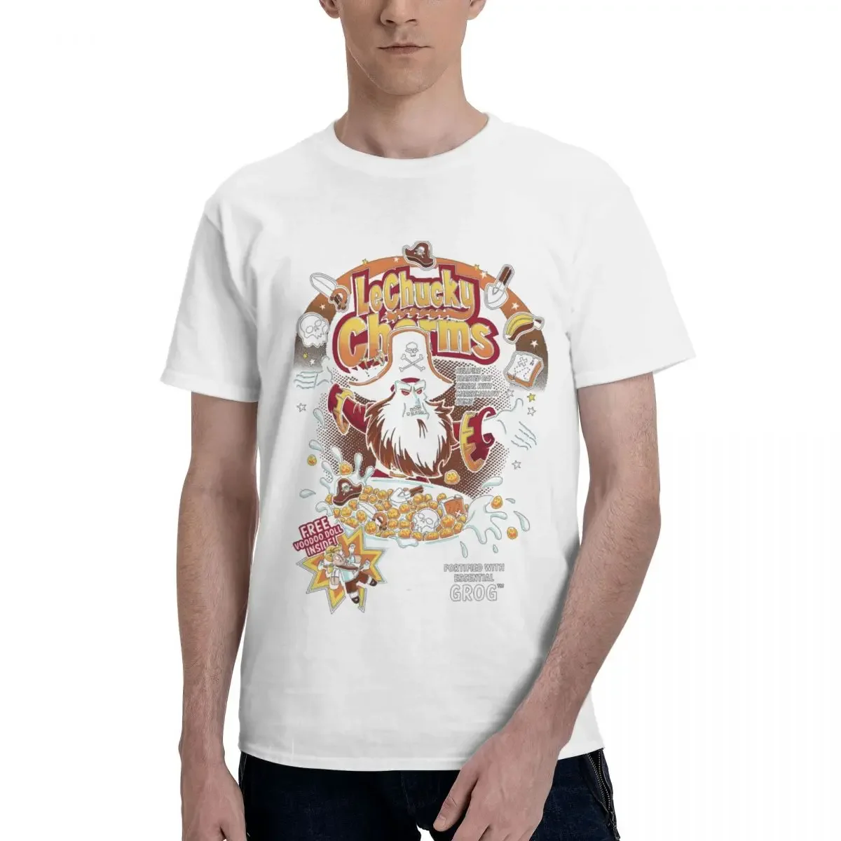 Men T-Shirts Monkey Island Game Guybrush Threepwood Merch Vintage Pure Cotton Shirt Round Collar Clothing Plus Size style tops