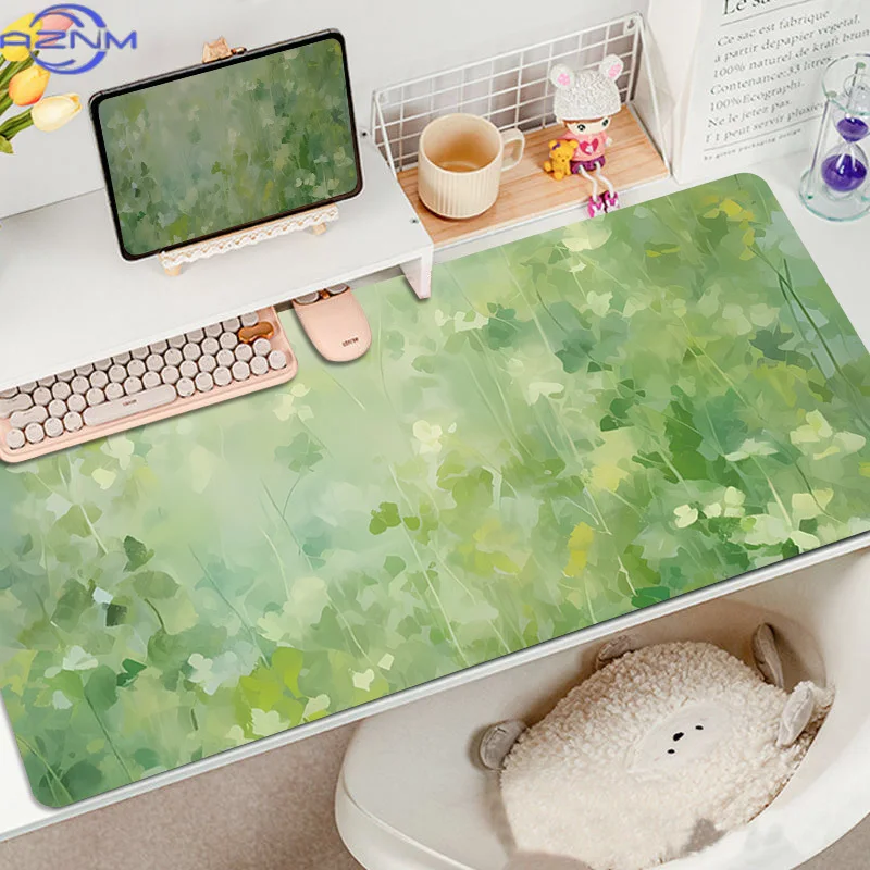 Creative watercolor mouse pad oversized oil painting green fresh eye protection girls laptop table mat