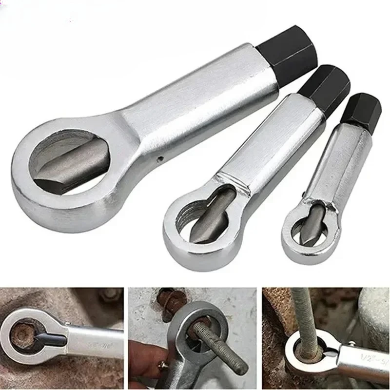 Rusty Nut Separation Wrench Damaged Screw Nut Splitter Remover Spanner Remove Cutter Tool Steel Wrench Hex Extractor Tools