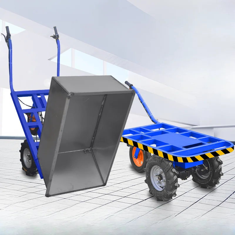 

Electric three-wheeled trolley handling and pulling freight flatbed truck, agricultural double-wheeled assisted transportation