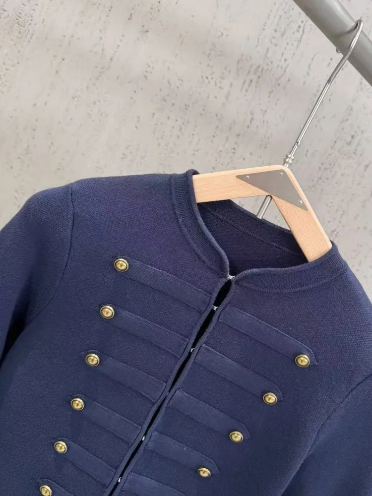 Streetwear Single Breasted Solid Color Jacket Versatile Ladies Coats Fashion Round Neck Long Sleeves Comfortable Outwear