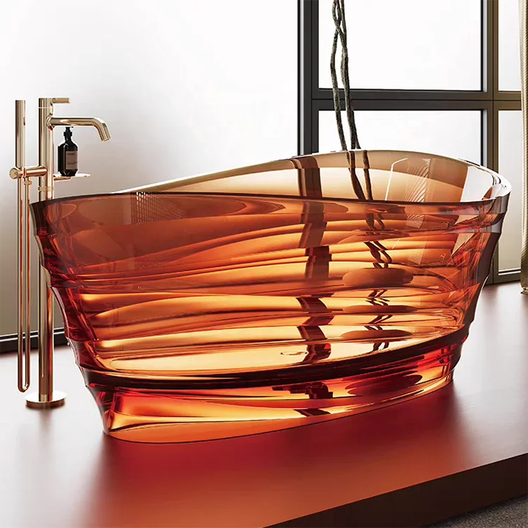 New Design Resin Crystal Bathtub Bathroom Soaking Bathtub Luxury Hotel Freestanding Bathtub