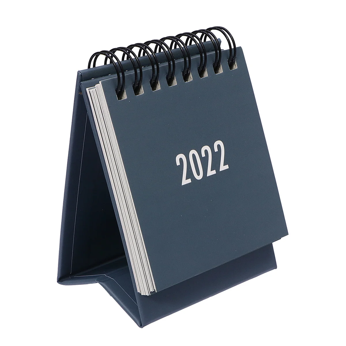 Mini calendario da tavolo 2021 Bobina pieghevole Sensazione della mano liscia Pratica decorazione per la scrivania della scuola dell'home office Grigio