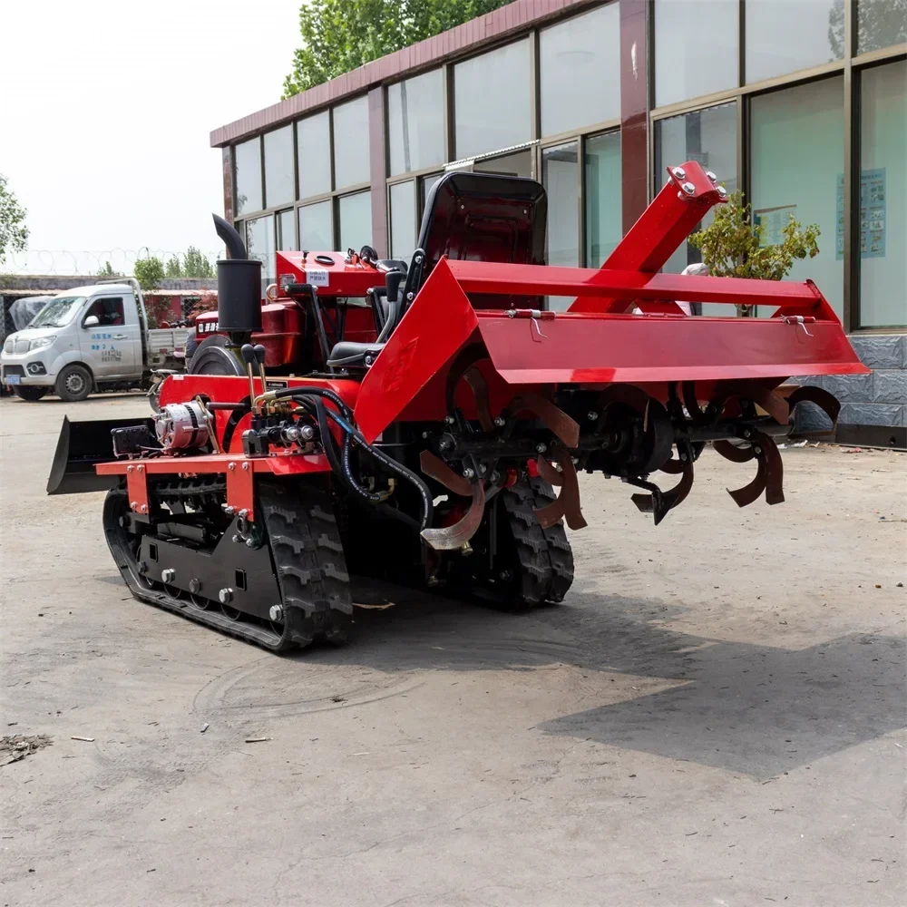 Gear Driven Farming Multifunction Rotary Tiller 35hp Crawler Type Mini Diesel Agricultural Rotary Cultivator Tiller