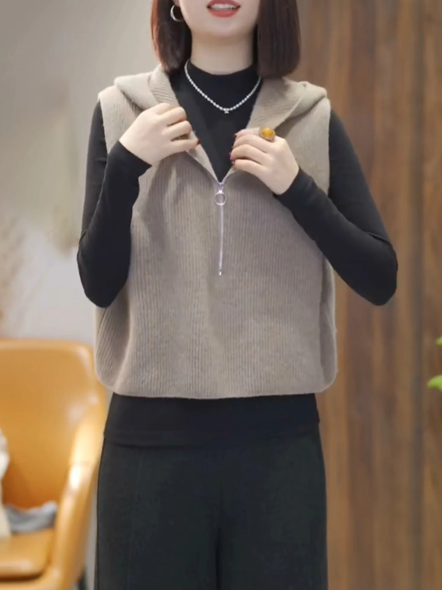 

Faionable Knitted Vest Women's Base Layer Top Casual Staable Slimming Winter 2025 Zipper Sle Commute Windproof