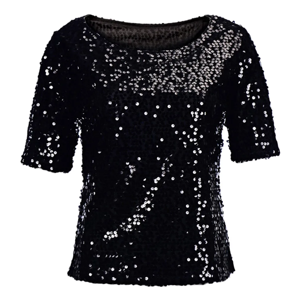 Sequins Coctail Shirt Blouses Women 2023 Tops Party Sexy Crop Tops Blouse Casual Elegant Women\'s Shirts tunika рубашки женские