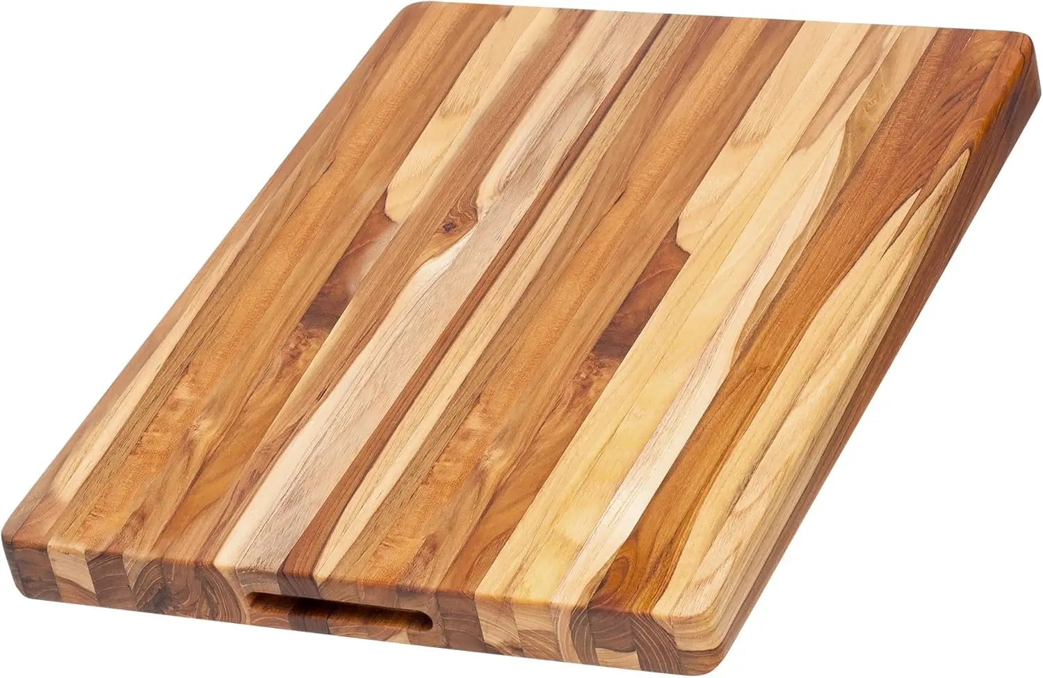 

Cutting Board - Large (L) Wood Cutting Board with Grip Handles - Reversible Teak Edge Grain Wood