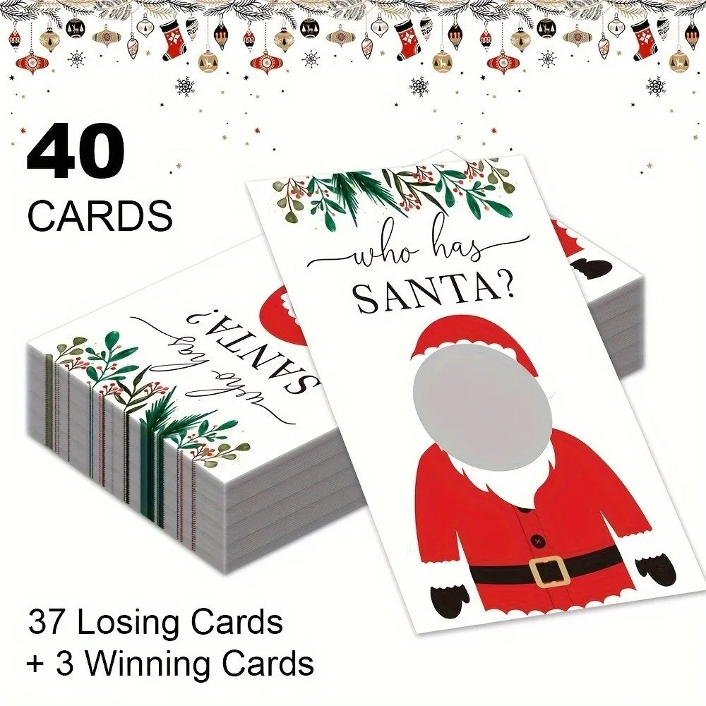 40pcs Scratch-Off Christmas Scratch-Off Cards Christmas Themed Game Card Format Holiday Game Cards Party Activity Set