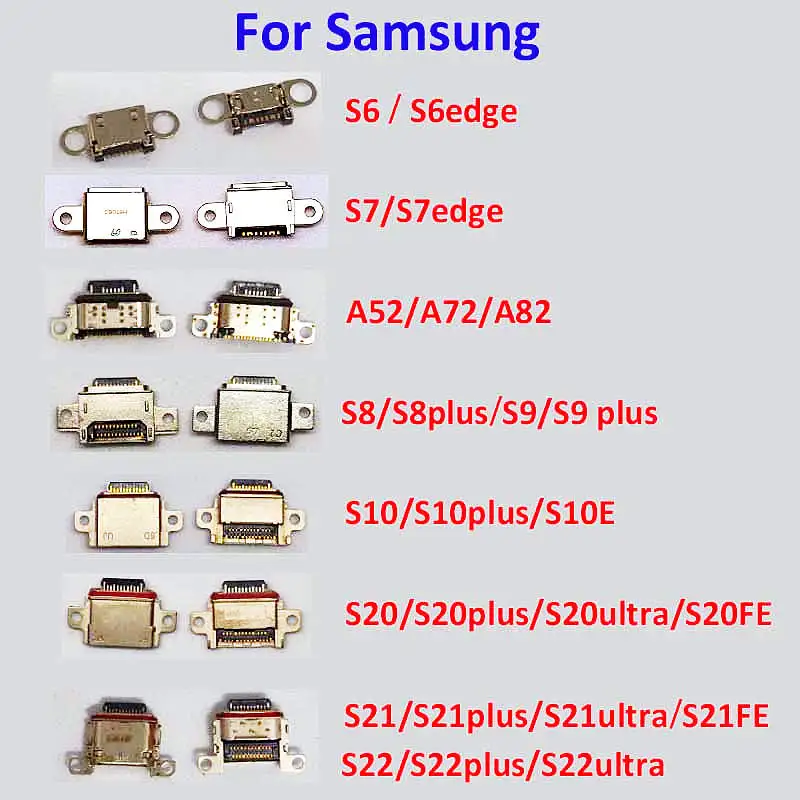 

10Pcs USB Charging Socket Port Plug Dock Charger Connector For Samsung S6 S7 edge S8 S9 S10 S20 S21 S22 Plus Ultra FE A52 A82