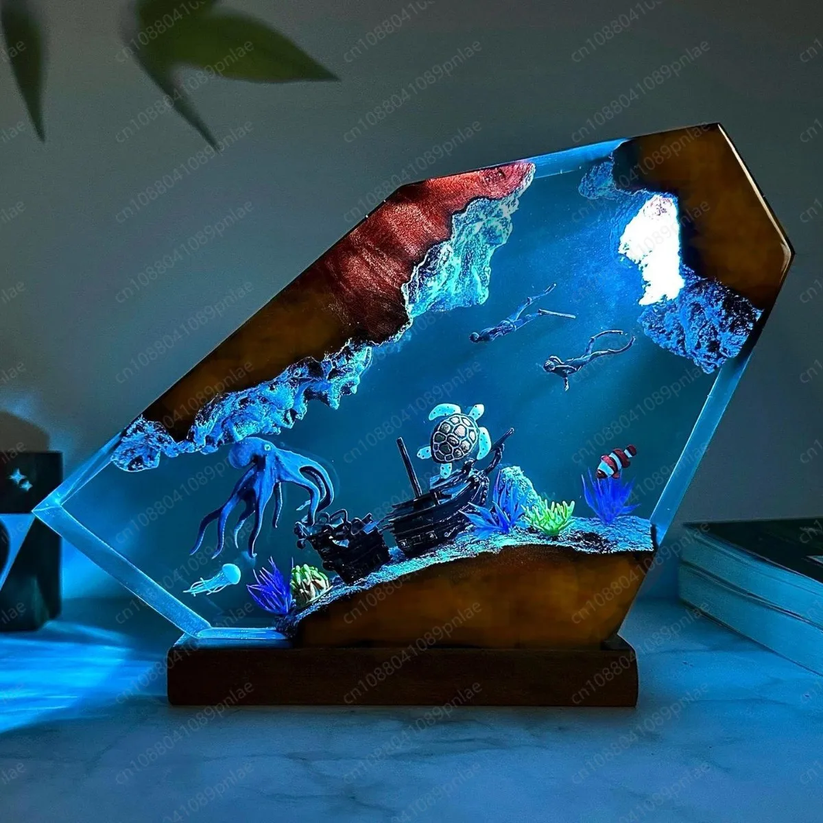 Christmas Gift Octopus & Turtle Resin Night Light - Couple Diver Explore Underwater Decor