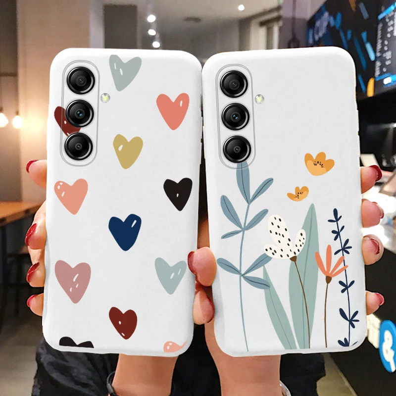 Case For Samsung Galaxy A14 5G Cute Heart Flower Back Cover Soft Silicone Matte Protective Funda For Samsung A 14 GalaxyA14 Bags