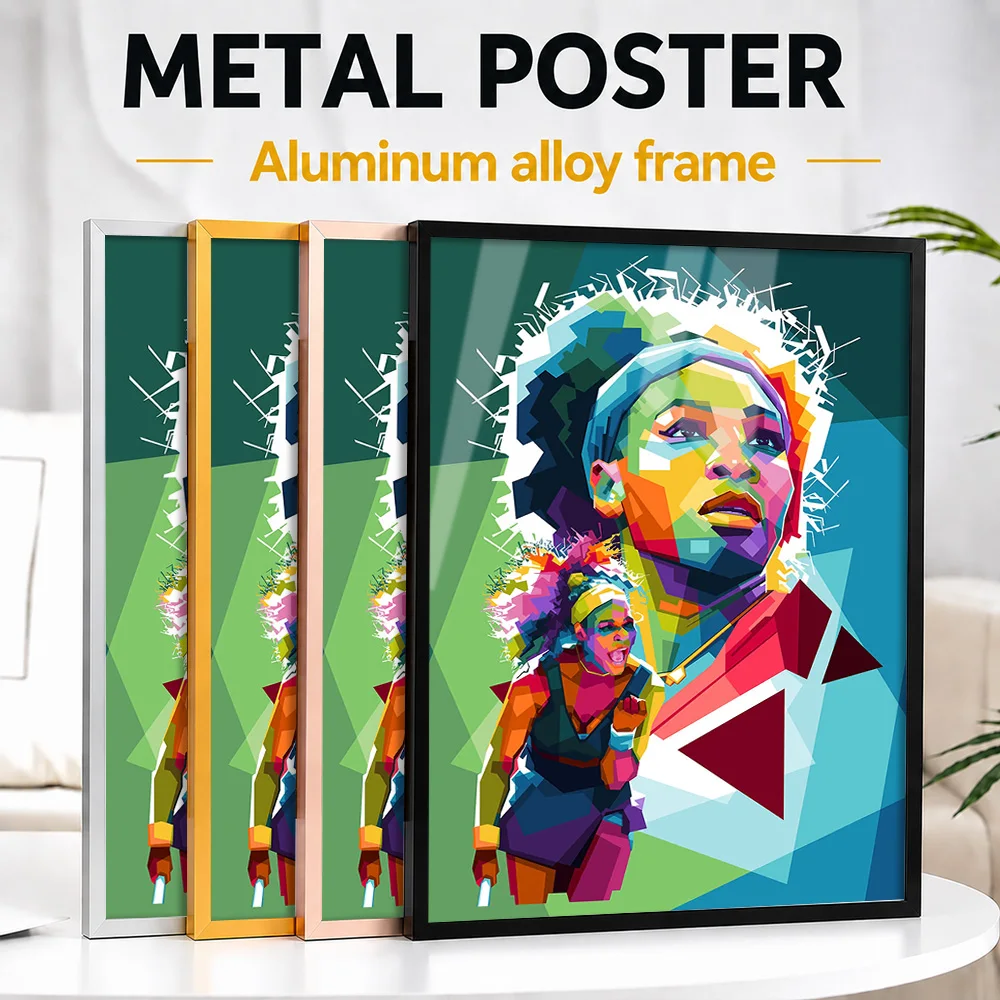 Serena Williams Colorful Portrait Metal Poster With Aluminum Alloy Frame Personalized Victory Tribute Wall Art Ideal For Gym