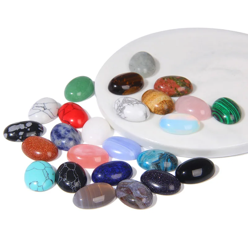 Wholesale 5Pcs/Set Oval Cabochon Beads Natural Stone Gems Cabochon Stone for Jewelry Making DIY Rings Pendant Accessories