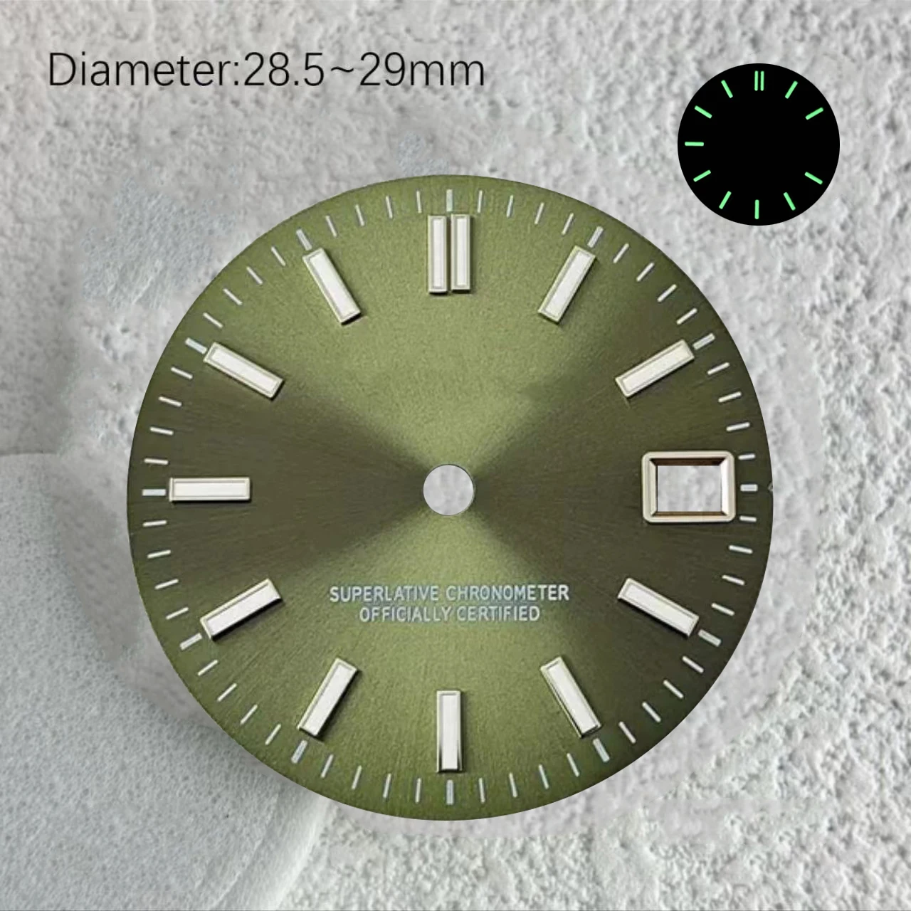 Grünes 35 S Logo 28,5mm S Zifferblatt Passend für F Date NH35 Japanisches Automatikwerk NH36 Grüne Leuchtfarbe 29mm S Zifferblatt Uhrenzubehör – Detail 2