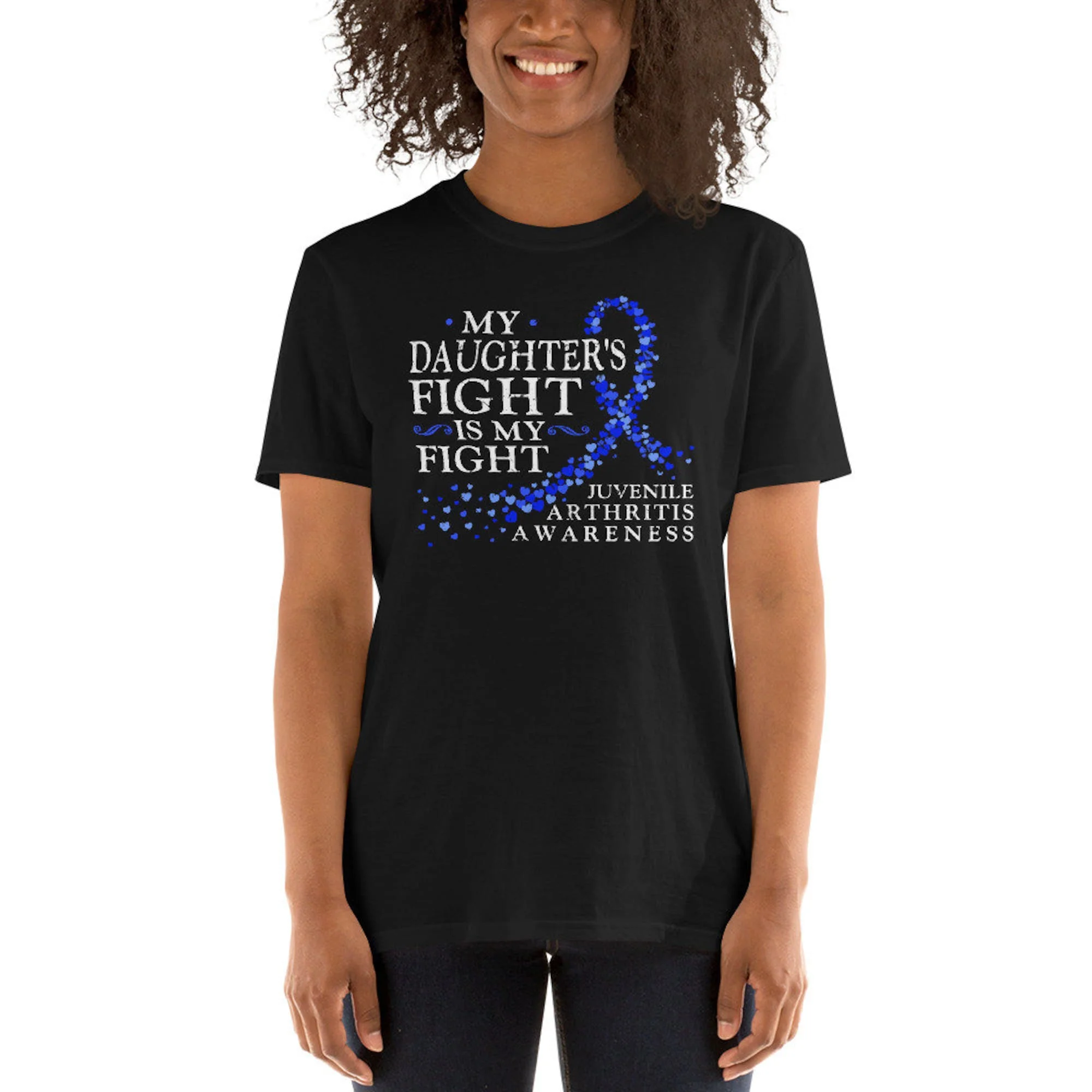 My Daughter's Fight Juvenile Arthritis Awareness Blue Ribbon Unisex T-Shirt