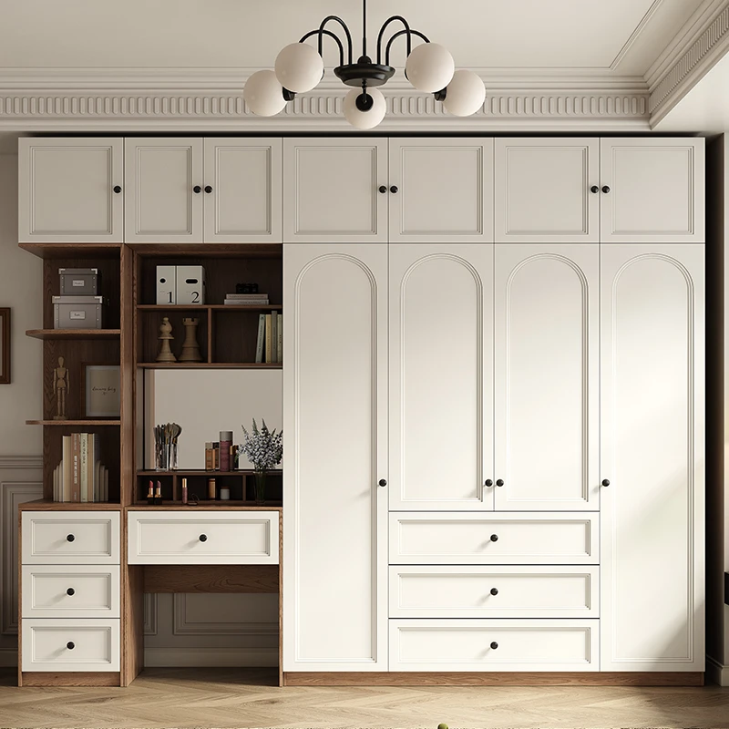 

French retro wardrobe home bedroom 2024 new dresser integrated antique e****mical combination bedside wardrobe