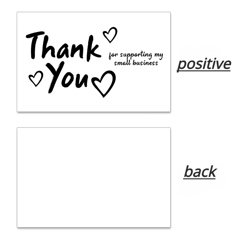 50pcs White Thank You for Supporting My Small Business Card Thanks Greeting Card Appreciation Cardstock for Sellers Gift