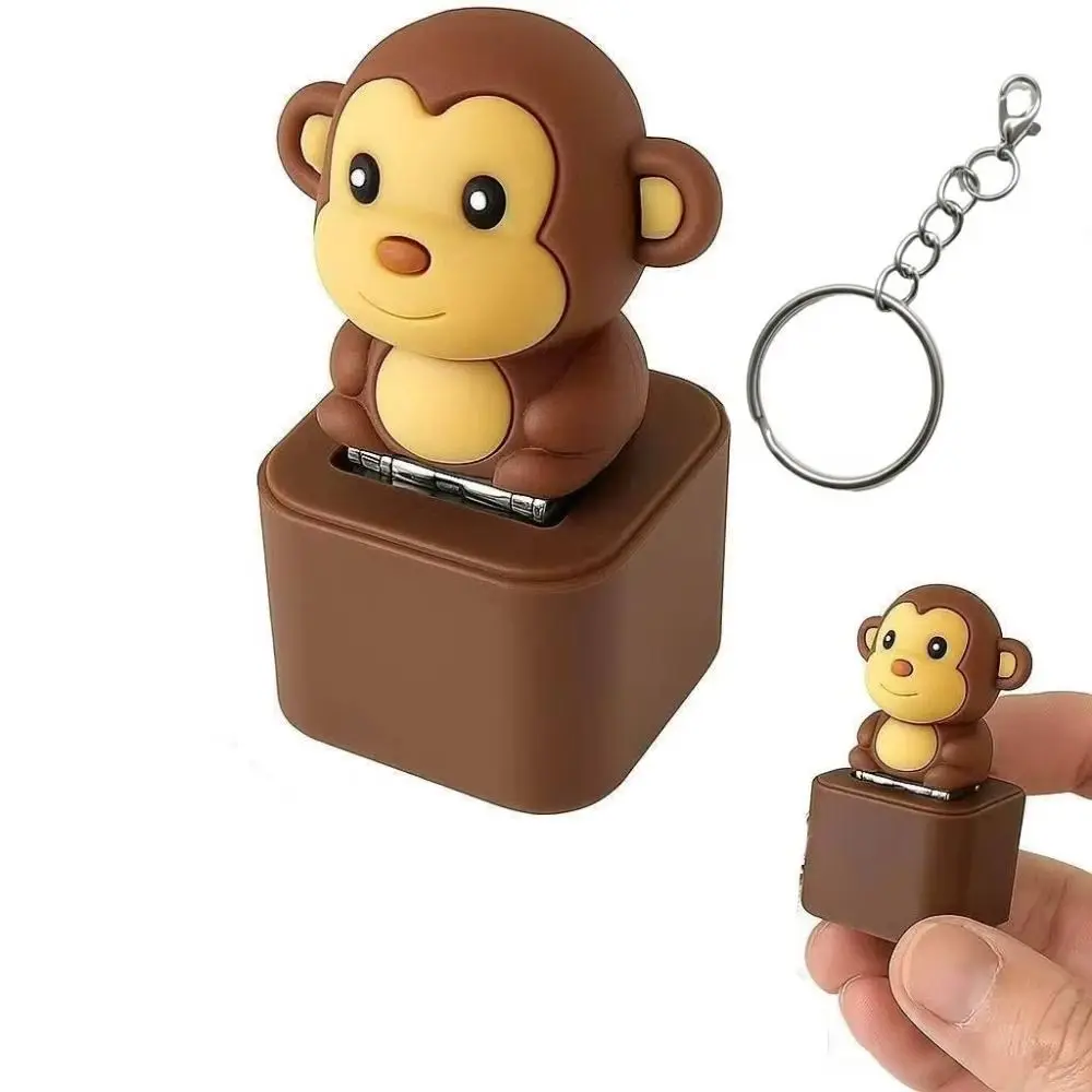 Flash Effects Monkey Button Keychain Colorful Lights with LED Pigeon Voice Key Ring Donkey Sensory Design Lamb Sounds Pendant