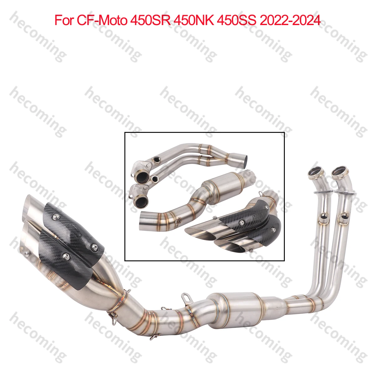 

Dual Muffler Pipes System Slip For CF-Moto 450SR 450SS 450NK 2022-2024 Exhaust Escape Moto Modify Front Link Pipe 450SR Exhaust