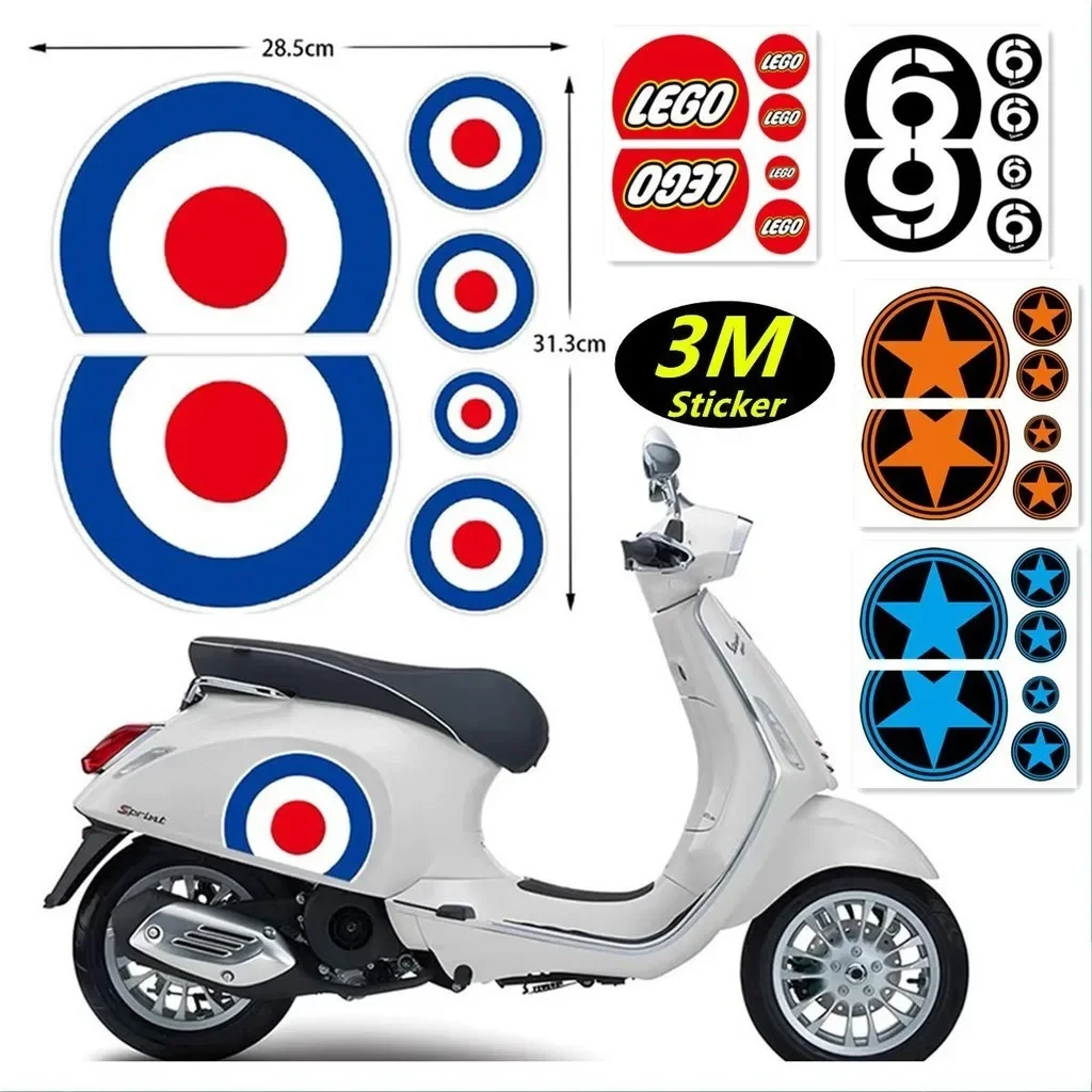 Stickers for Fairing Helmet Scooter Tail Five Star Decals Accessories for Vespa GTS GTV LXV Sprint Primavera 125 150 200 250 300