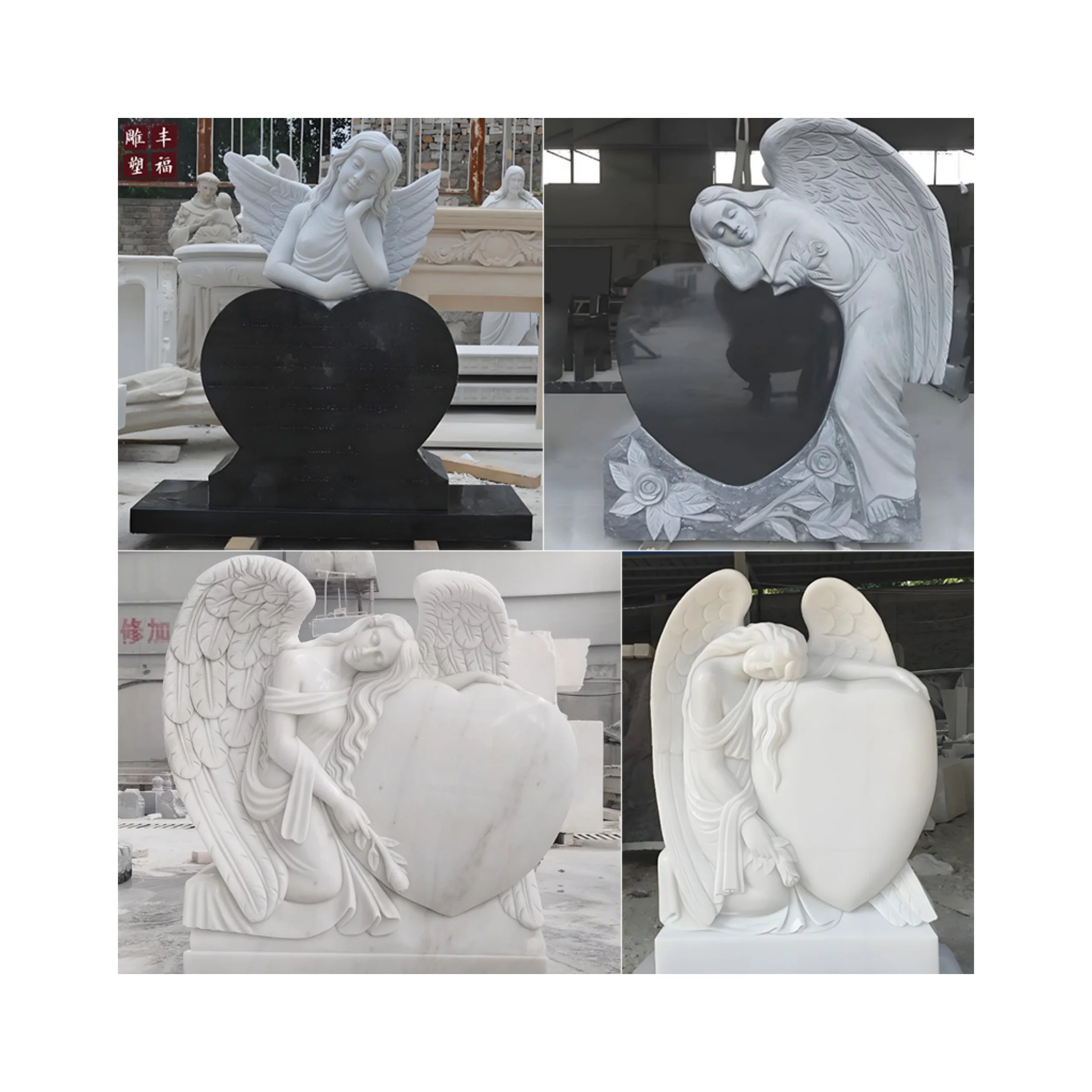 التخصيص مخصص نحت الحجر الجرانيت الرخام شواهد القبور يجلس الملاك قبر للمقبرة #6