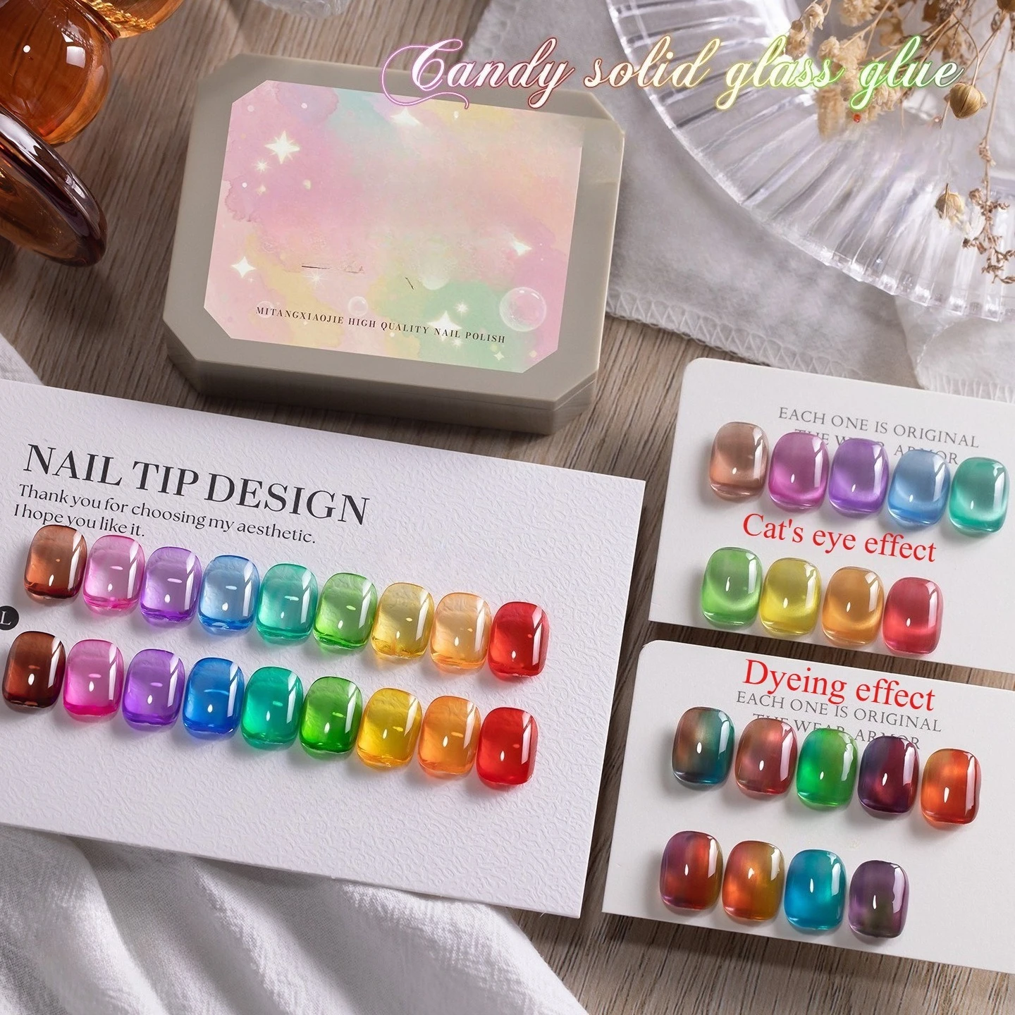 

9 colors Spring/Summer Solid nail polish Ice Transparent Jelly Dopamine Glass Candy Rainbow Macaron Color Series Gel Nail Polish