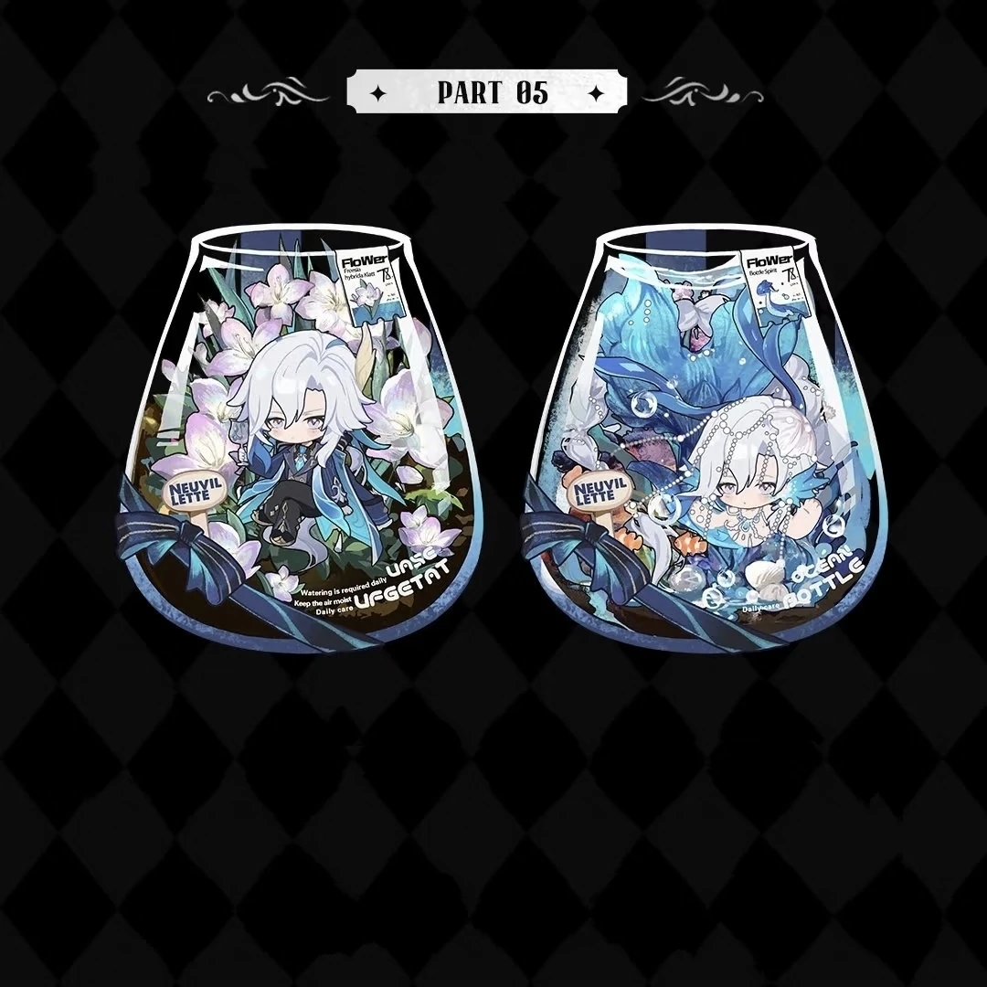 Porte-clés et pendentif de sac à dos en acrylique Genshin Impact, motifs Genie in a Bottle, Flins, Neuvillette, Furina, Fleur - Cadeaux d'anniversaire