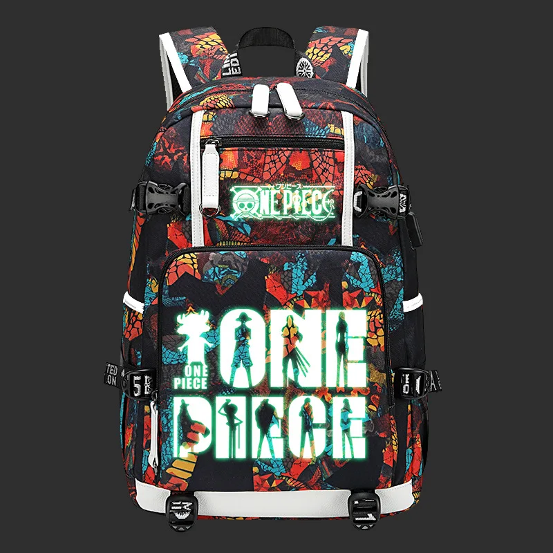 ONE PIECE Luffy Student School Bag Large Capacity Luminous Shoulder Pad Comfortable Waterproof Casual Stain-resistant Backpack