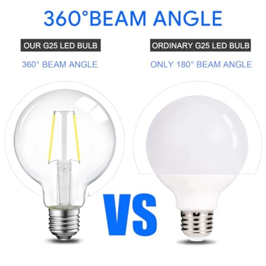 Dimmable LED Edison Light Bulb, G25 G80 Globe Bulb, 60W Equivalent, Daylight, Christmas Light, E26 Standard Base, ETL Listed - view 5