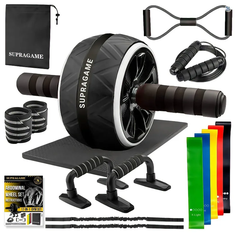 16 In 1 Home Gym Set ABS Abdominal Wheel EVA Yoga Mat Multifunctional Trainer