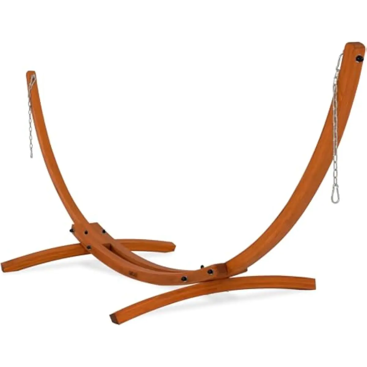 Sturdy Pine Arc Hammock Stand 11.8 FT x 3.9 FT x 3.9 FT – Weather-Resistant Varnished Wood Frame with Heavy-Duty Steel Chains an