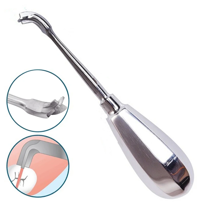 Stainless Steel Dental Crown Spreader Drill Restoration Forcep Metal Handle Non-Slip Root Elevator Cross Broken