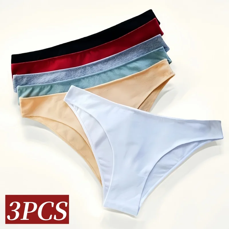 3Pcs/Set Women\'s Cotton Briefs Underwear Female Underpants Low Rise Underwear Sexy Lingerie Soft High Cut Panties