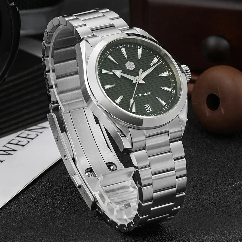 سان مارتن SN0113W V2 ساعة رجالية NH35 حركة الياقوت BGW9 مضيئة مقاوم للماء موضة فاخرة 38 مللي متر ساعات آلية أوتوماتيكية #4